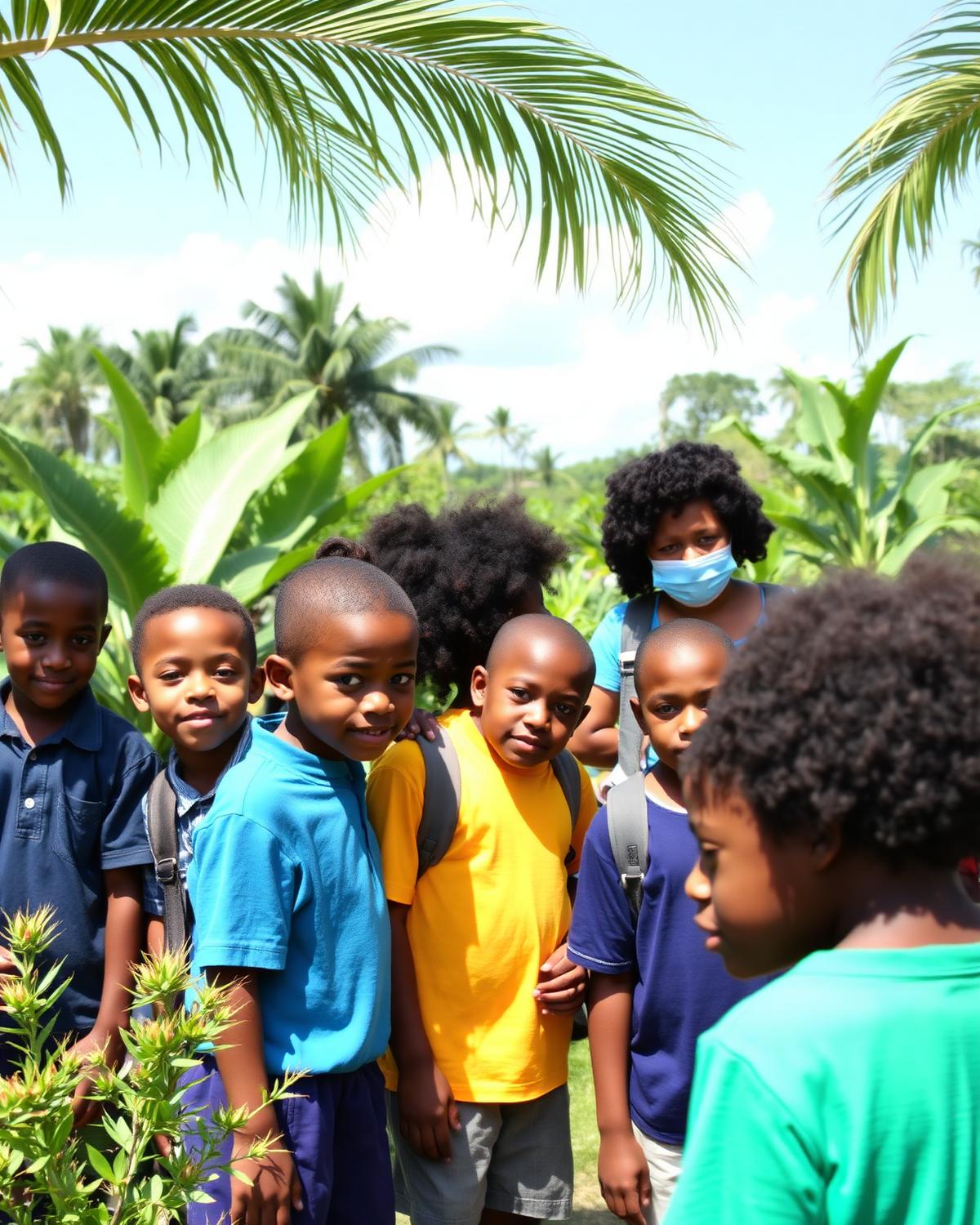 Children on a botanical garden field trip